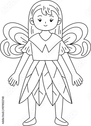 Cute fairy outline coloring printable