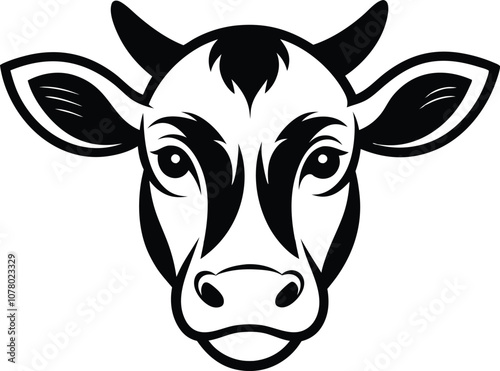 cow head logo silhouette , bull logo , animal logo vector black