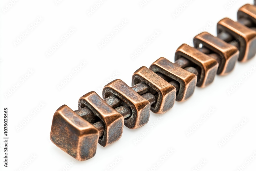 Copper chain on a white background. Copper chain on a white background.