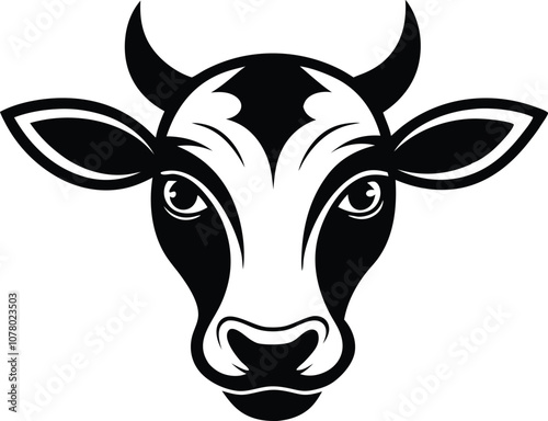 cow head logo silhouette , bull logo , animal logo vector black