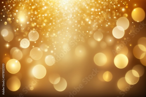 Golden Christmas lights with a glowing bokeh effect and abstract holiday background