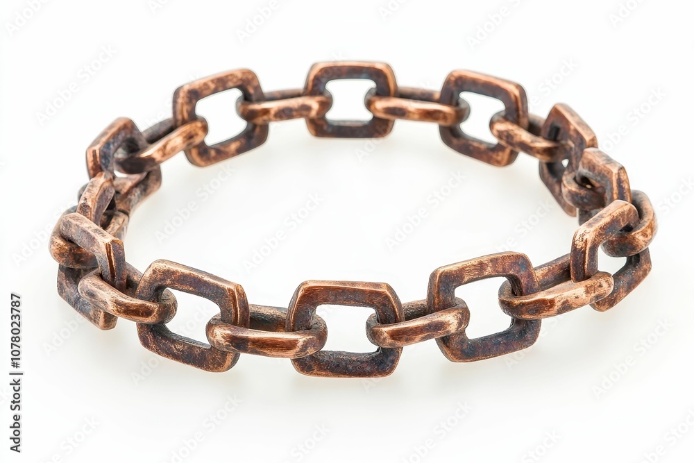 A bronze chain in a circle shape. A bronze chain in a circle shape.