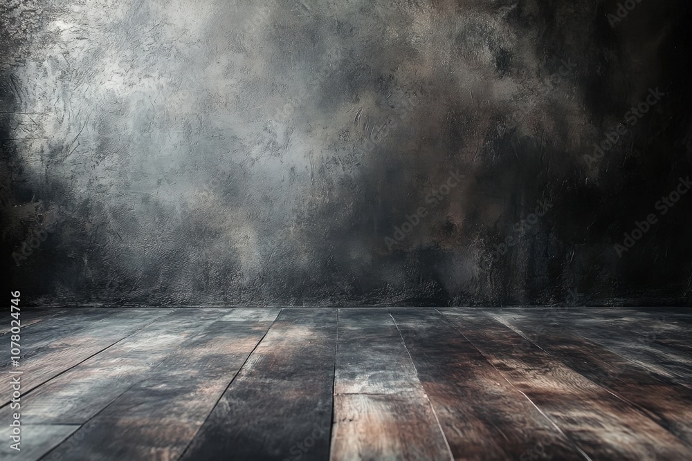 Dark wooden floor and grunge wall background. Dark wooden floor and grunge wall background.