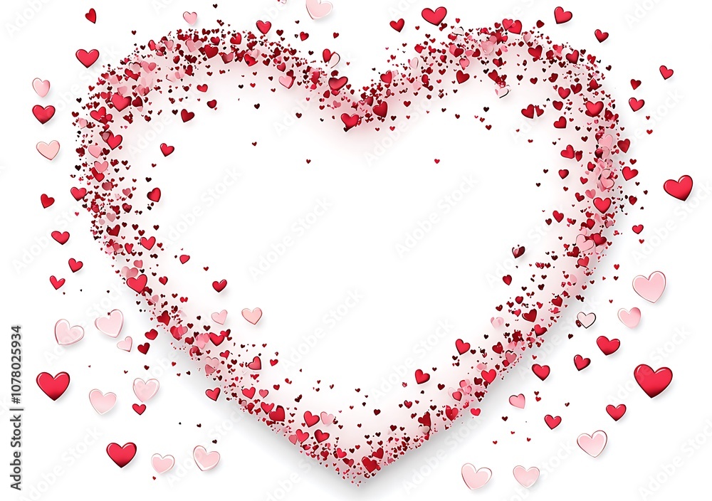 Abstract pink and red heart-shaped confetti frame Abstract pink and red heart-shaped confetti frame