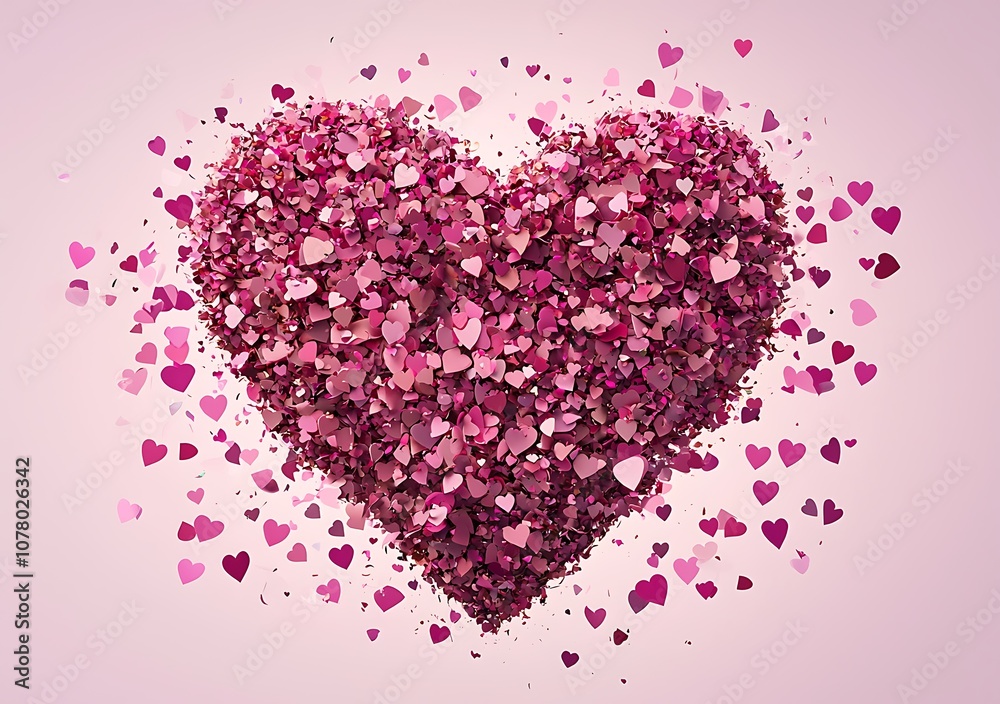Abstract pink and red heart-shaped confetti frame Abstract pink and red heart-shaped confetti frame
