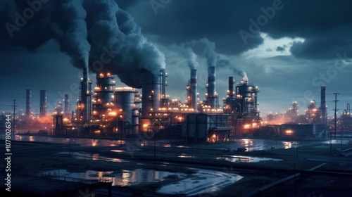 Industrial Landscape at Night