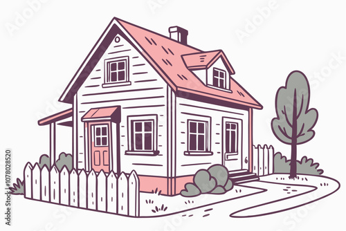 Urban architecture, residential family house in flat style - cute vector illustration
