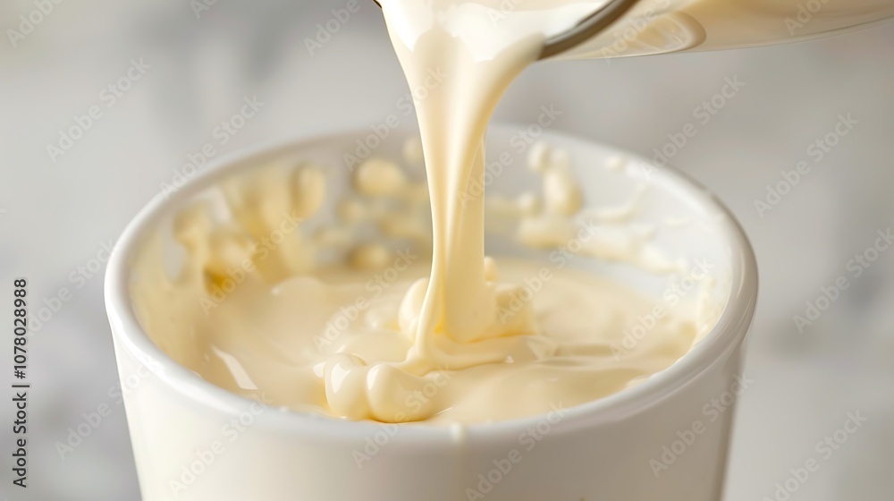 In a tall stirring cup blend items to make freshly stiff cream