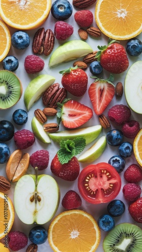 Close-Up of Assorted Fresh Fruits in Bright Colors