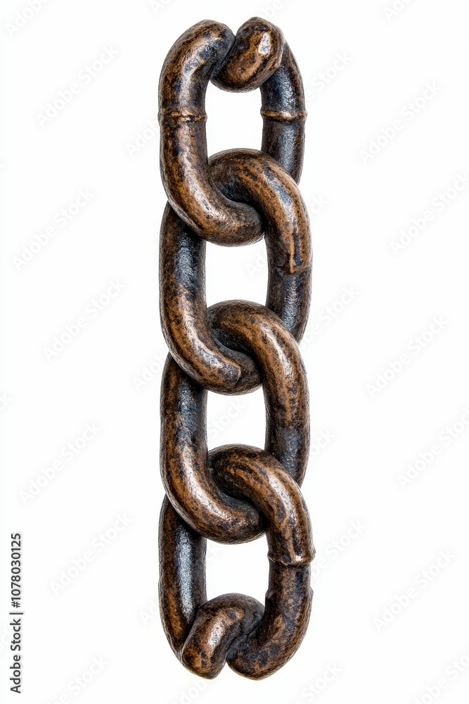 Rusty metal chain links on white background. Rusty metal chain links on white background.