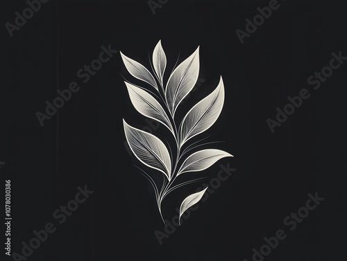 a minimalist silver leaf design on a dark background symbolizing elegance and simplicity photo