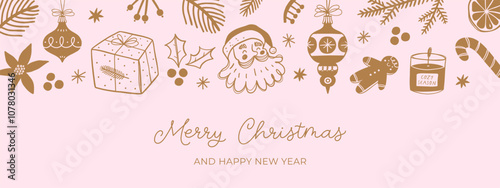 Merry Christmas and Happy New Year Promotion banner with christmas elements