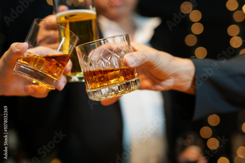 Sticker whiskey, for a friendly party in a bar or a restaurant.