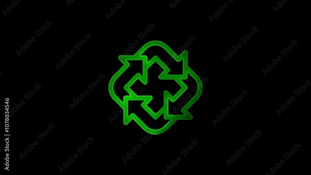 Abstract beautiful neon refresh and recycle icon animation background. Abstract beautiful neon refresh and recycle icon animation background.