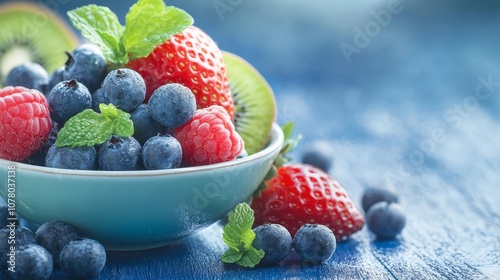 Bowl of fresh berries healthy delicious breakfast or snack option photo