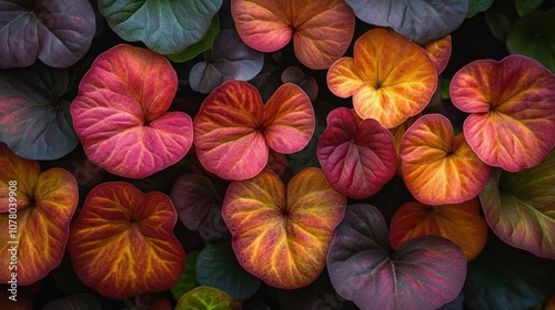 A vibrant collection of colorful leaves showcasing various shades and textures.