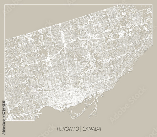 Toronto (Ontario, Canada) street map outline for poster, paper cutting.