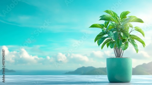 Indoor potted plant on table, touch of nature in home decor potted