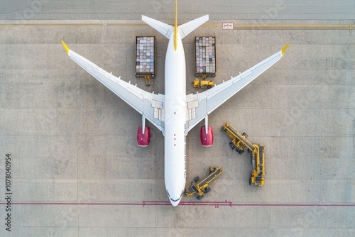 Airplanes efficiently load cargo at the airport in a seamless ground operation