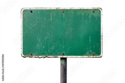 Green street sign, cut out, isolated.