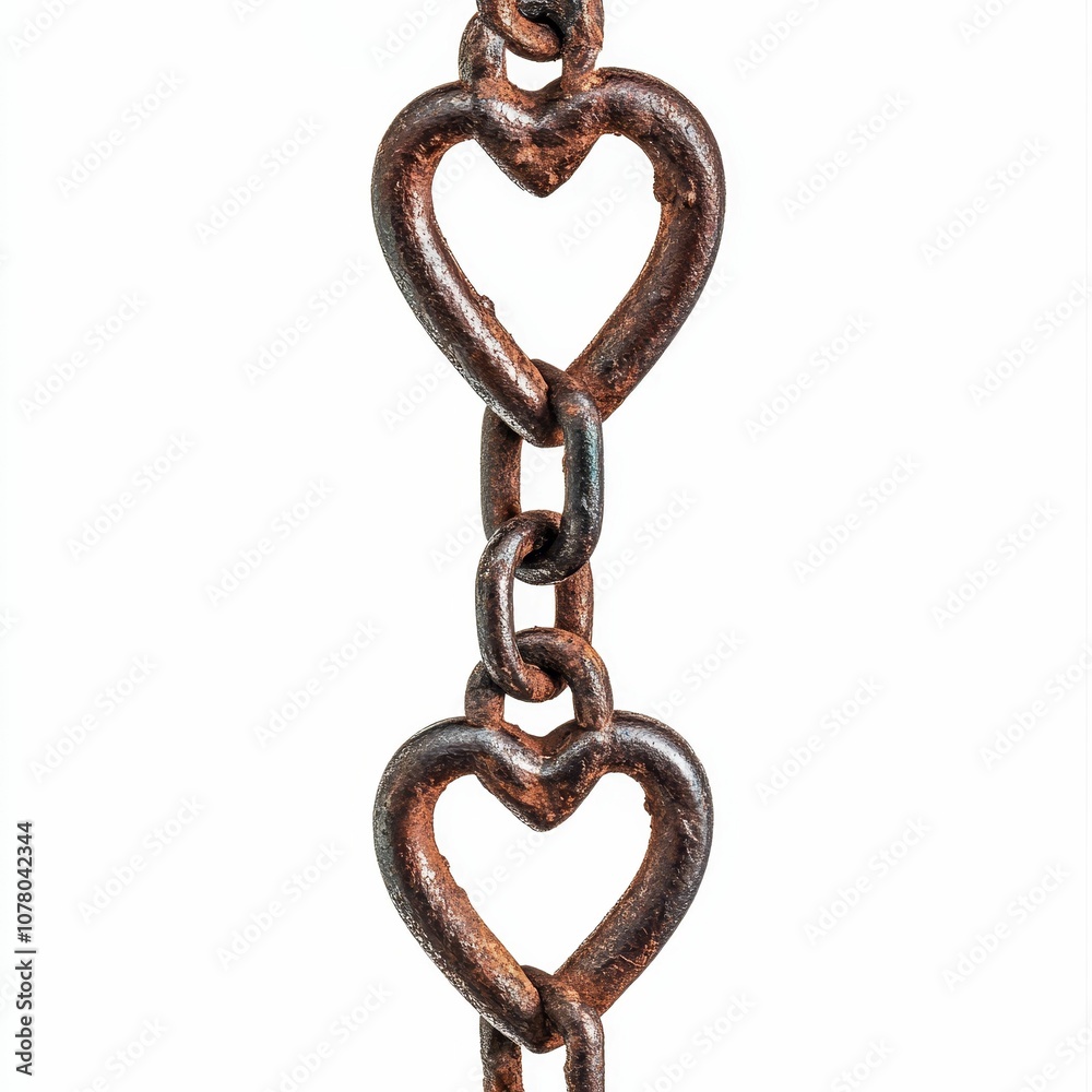 Rusty heart-shaped chain links. Rusty heart-shaped chain links.