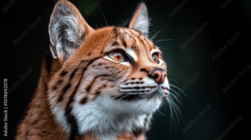 Obraz premium A close-up of a lynx with striking features and intense gaze.
