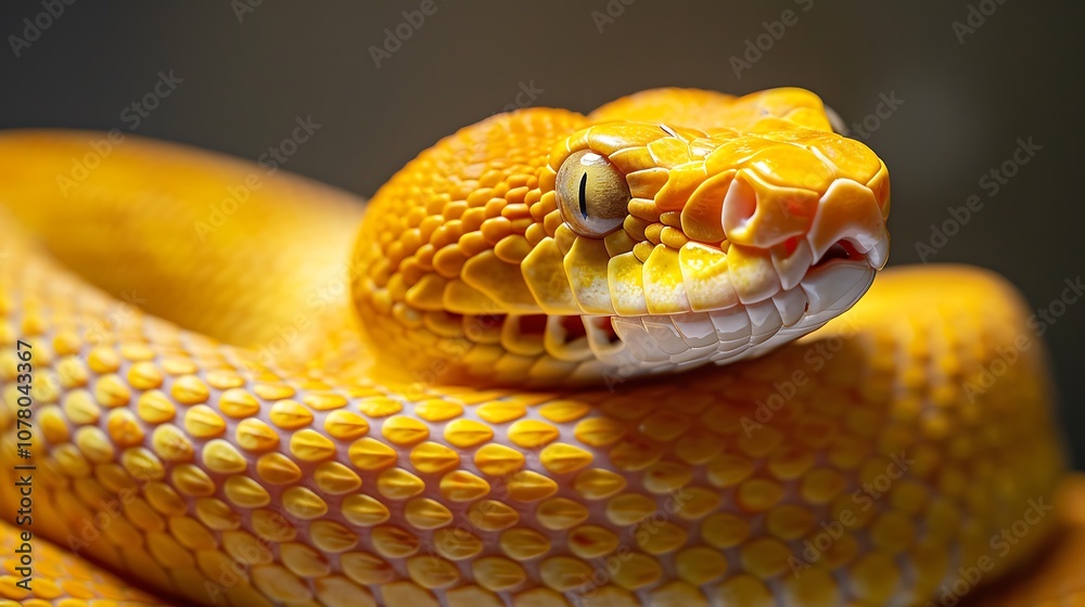 Fototapeta premium Isolated yellow snake on a brown backdrop