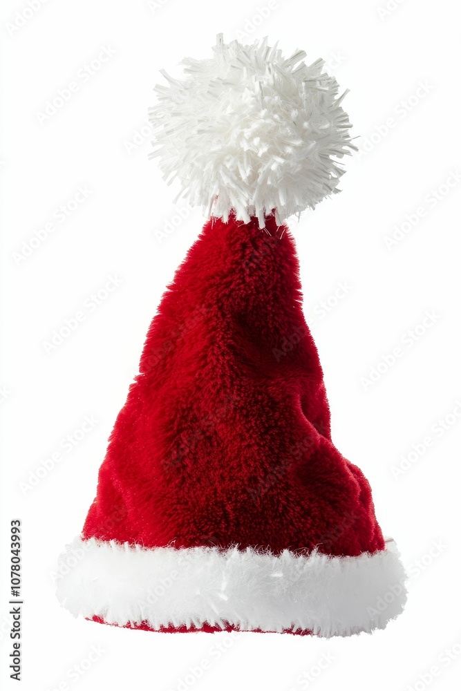 Red and white Santa hat isolated on white.