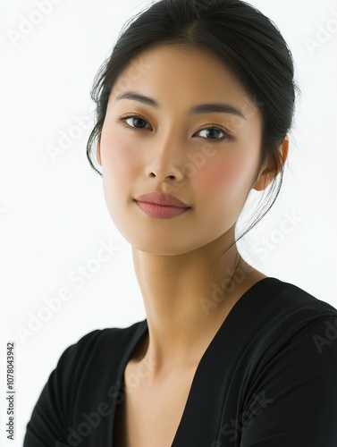 Captivating portrait of a confident woman showcasing natural beauty and graceful elegance