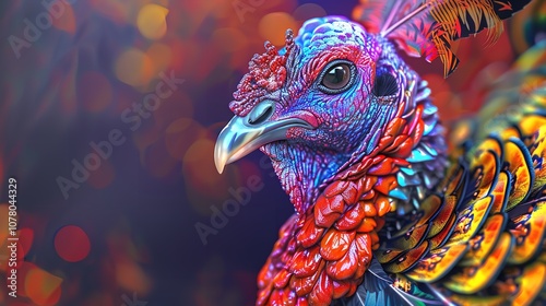 Abstract Colorful Turkey Illustration with Copy Space