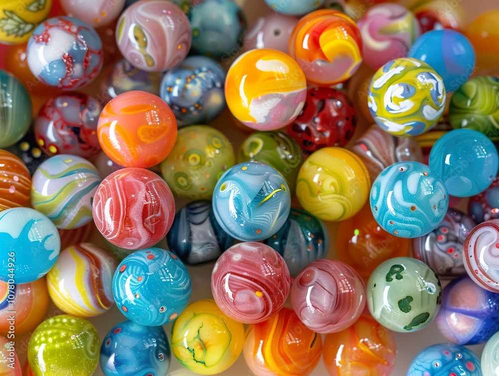 Colorful Swirl Pattern Marbles - Close Up Macro Photography
