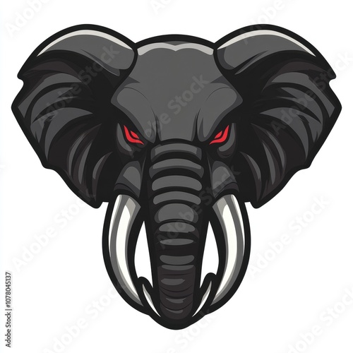 Wallpaper Mural Close-up of an Aggressive Black Elephant with Red Eyes and Tusk Torontodigital.ca