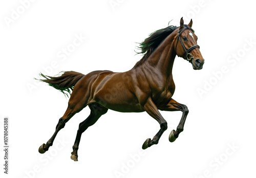 Horse running in open field, background. PNG transparent.