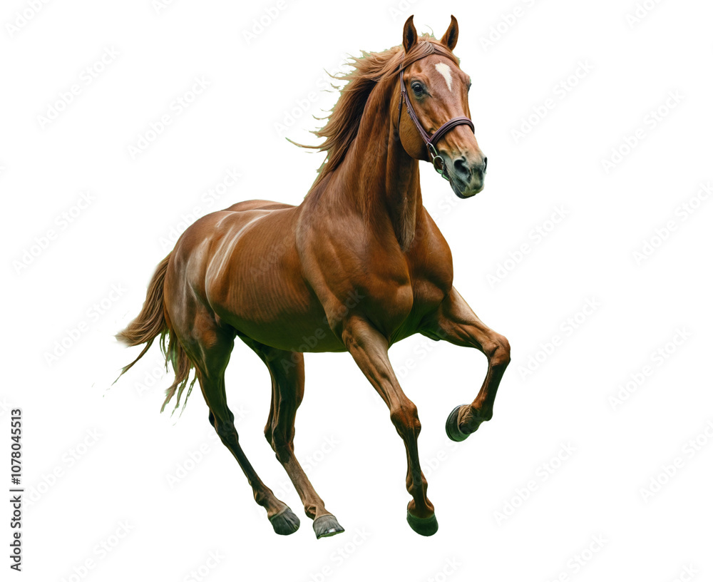 Horse running in open field, background. PNG transparent.