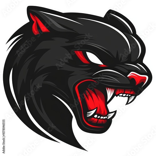 Wallpaper Mural A ferocious black panther snarls with sharp teeth and red eyes. Torontodigital.ca