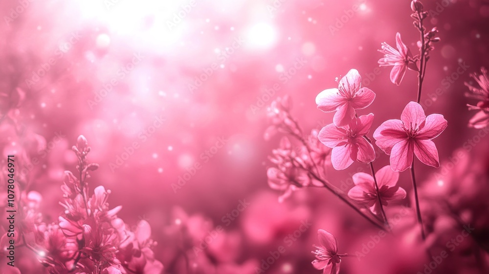 A serene pink floral background with soft light, evoking a tranquil and dreamy atmosphere. A serene pink floral background with soft light, evoking a tranquil and dreamy atmosphere.