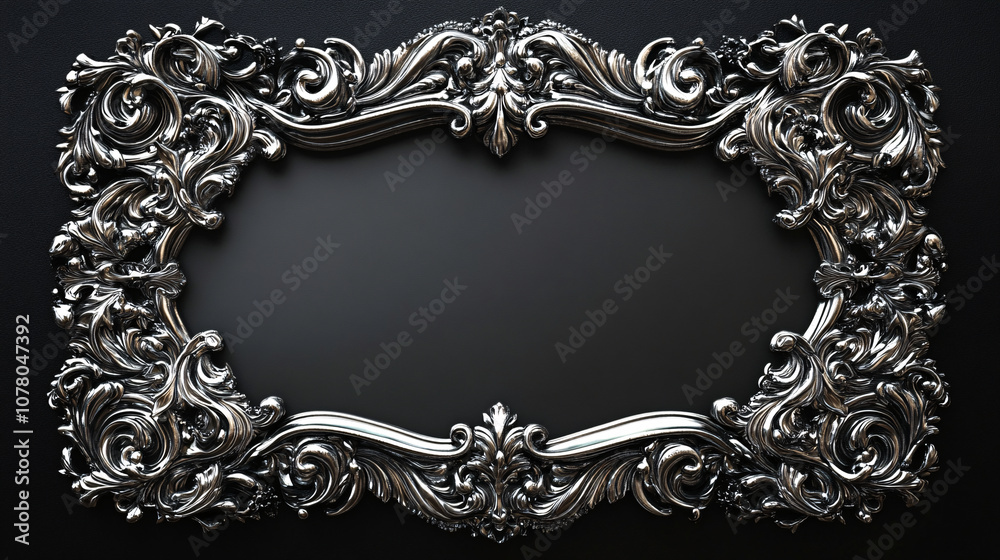 Ornate Silver Plaque with Empty Space for Text, Elegant Silver Plaque with Blank Area, Classic Ornate Silver Plaque with Space for Message. Ornate Silver Plaque with Empty Space for Text, Elegant Silver Plaque with Blank Area, Classic Ornate Silver Plaque with Space for Message.