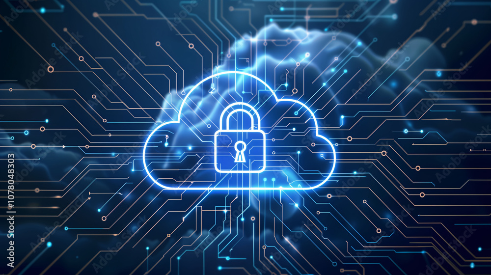 Fototapeta premium Advanced Cybersecurity for Cloud Networks, Securing Data Privacy in Digital Storage, Cloud Solutions for Secure Computing 
