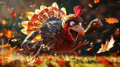 Wallpaper Mural Angry Football Turkey Bird Cartoon Character Running In Torontodigital.ca
