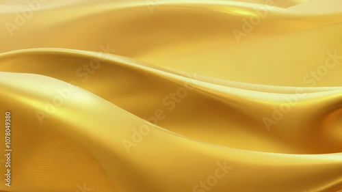 Flowing Yellow Fabric with Smooth Texture Close-Up