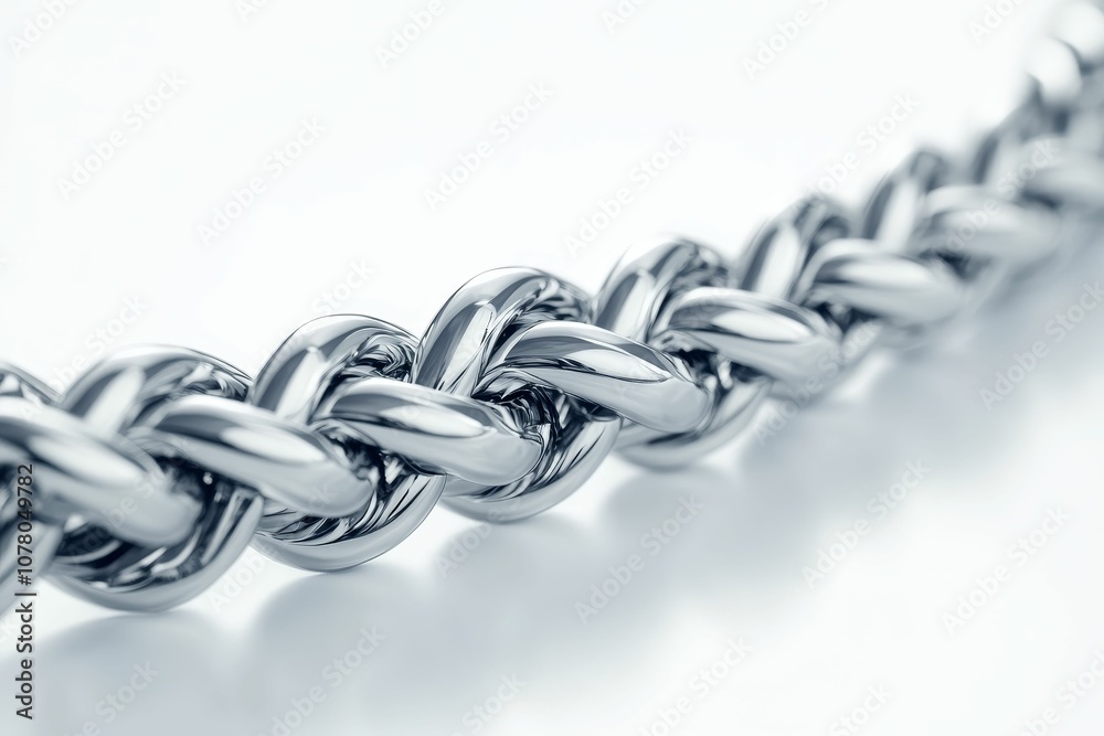 Fototapeta premium Shiny silver chain on white background.