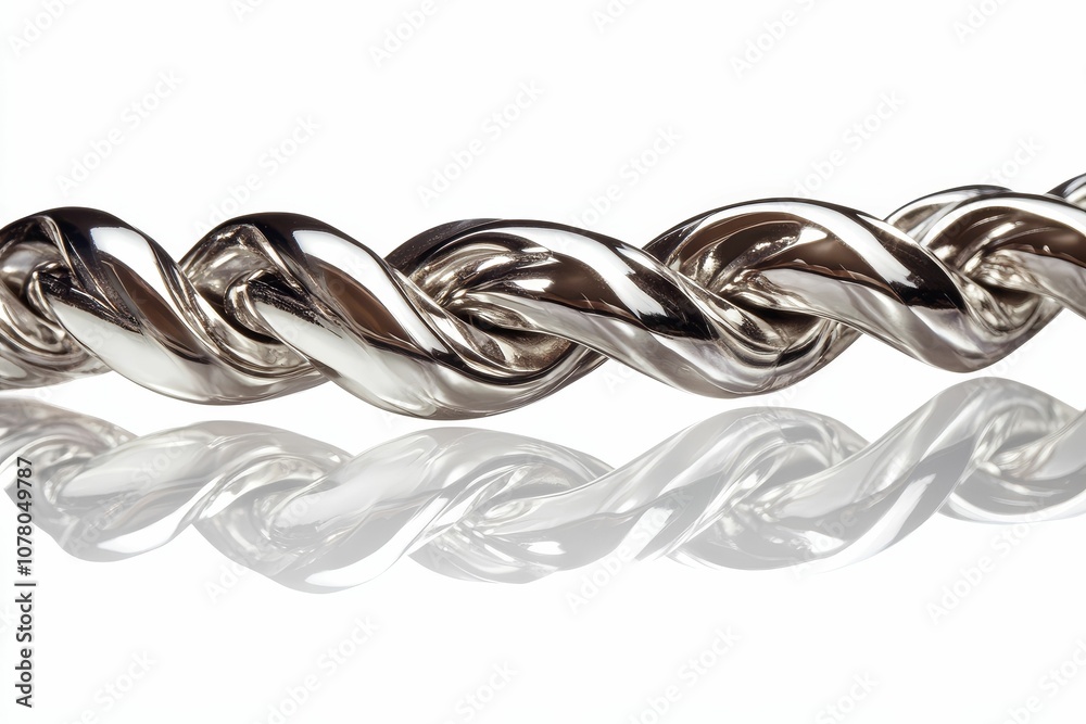 Silver ribbon twists with reflection. Silver ribbon twists with reflection.