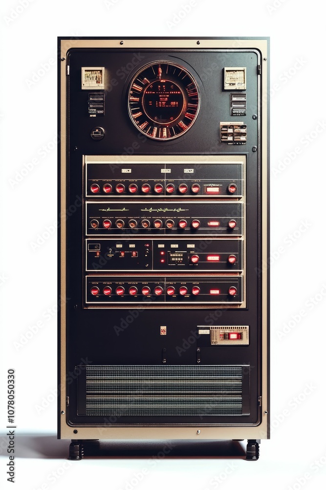 Retro control panel with red lights. Retro control panel with red lights.