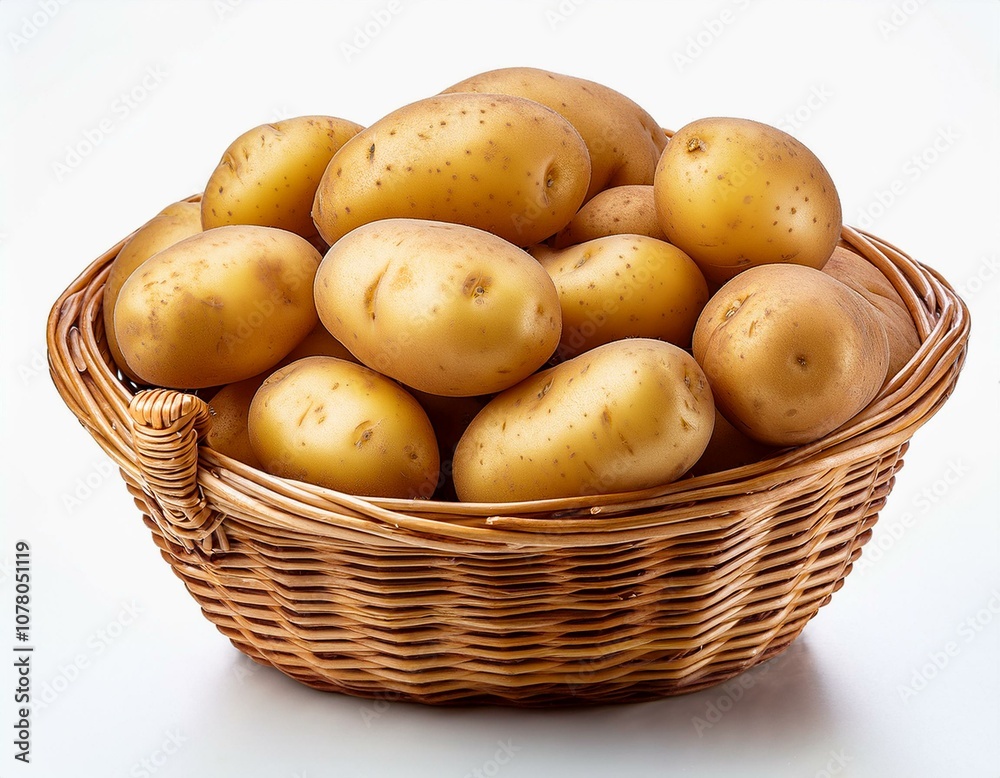 Fresh Potatoes in a Basket Isolated on white background Fresh Potatoes in a Basket Isolated on white background