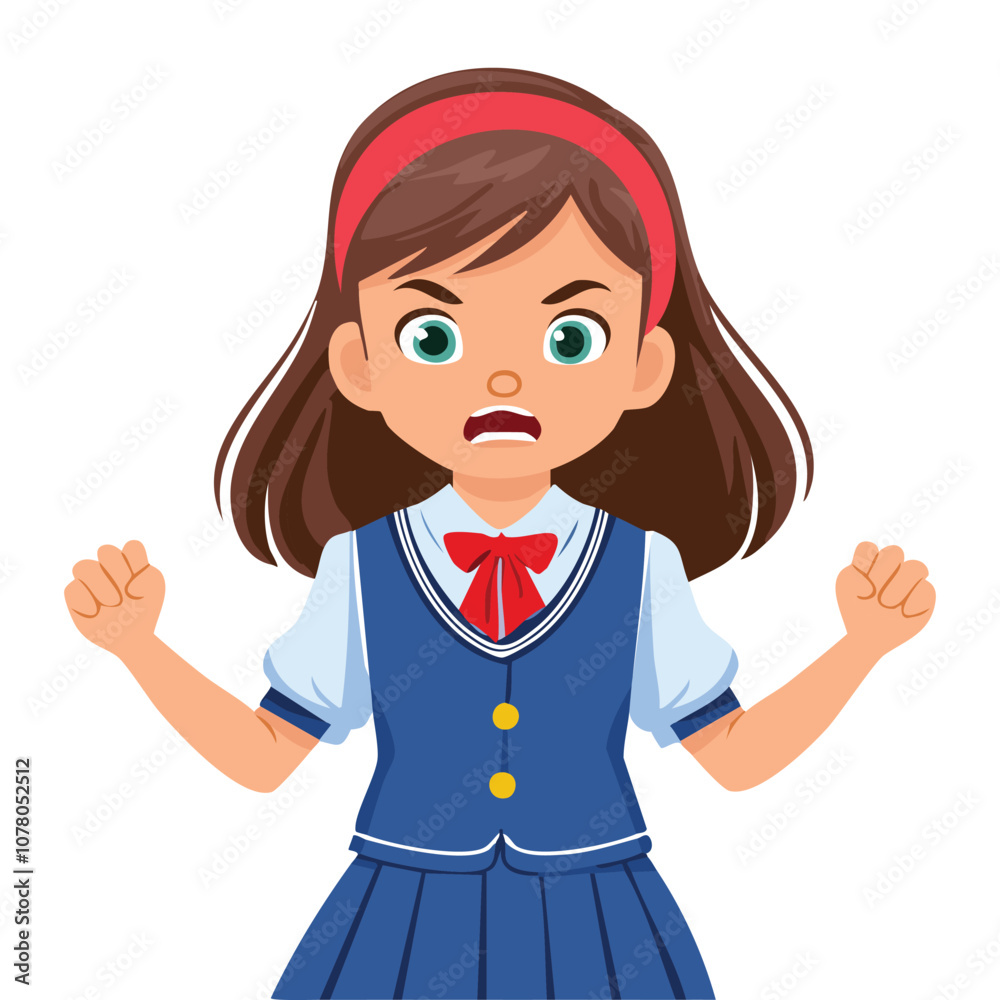 Portrait of angry girl wearing school uniform Portrait of angry girl wearing school uniform