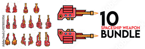10 Spaceship Weapons Bundle  Game Assets Vector