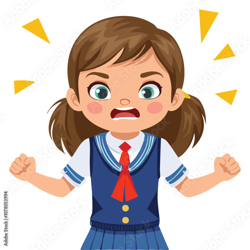 Portrait of angry girl wearing school uniform