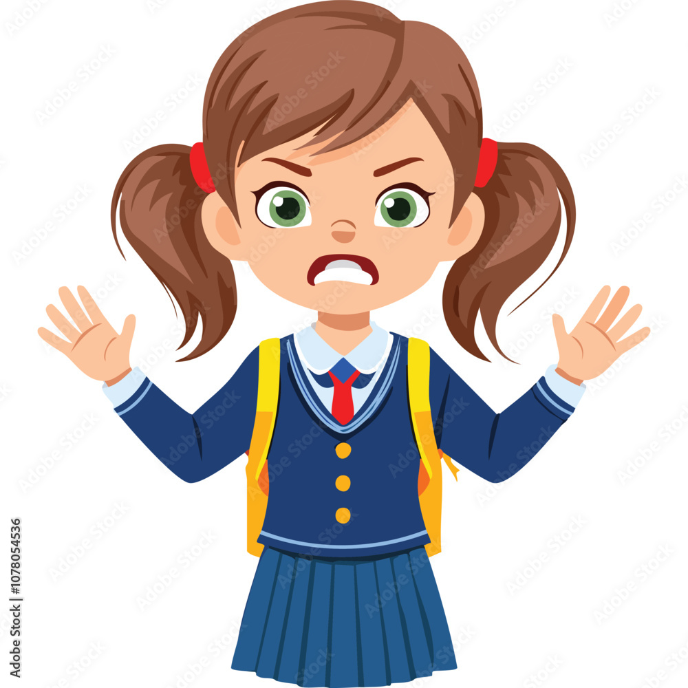 Portrait of angry girl wearing school uniform Portrait of angry girl wearing school uniform