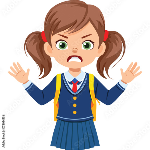 Portrait of angry girl wearing school uniform
