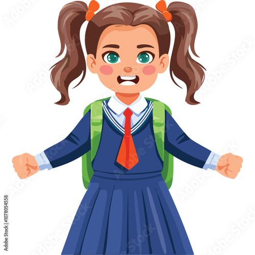Portrait of angry girl wearing school uniform